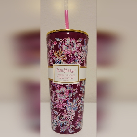 Lilly Pulitzer Other - NWT Lilly Pulitzer Floral Tumbler With Straw
